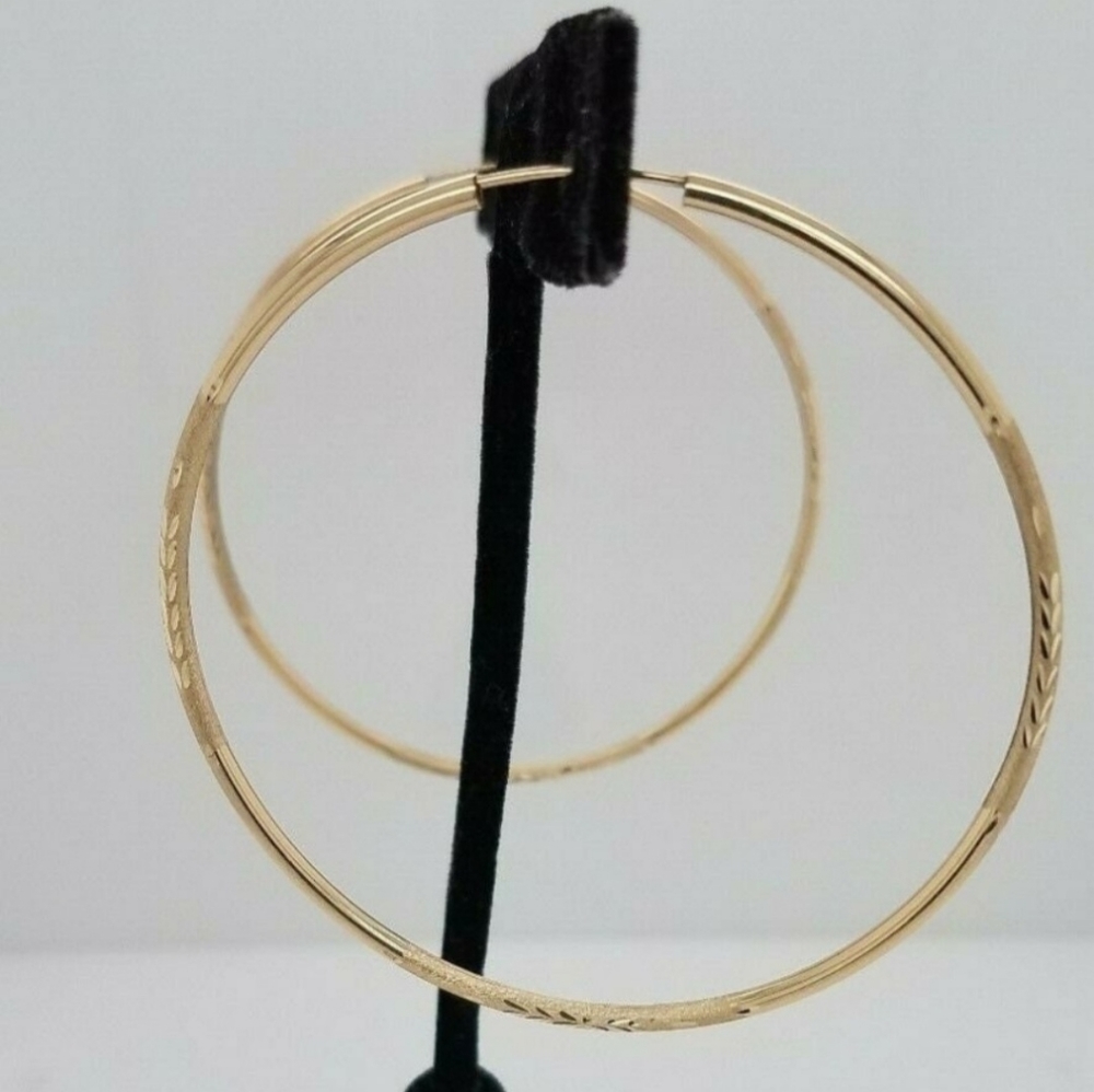 14kyellow Solid Real Gold 2.5 Roundhoopearringsen… - image 4